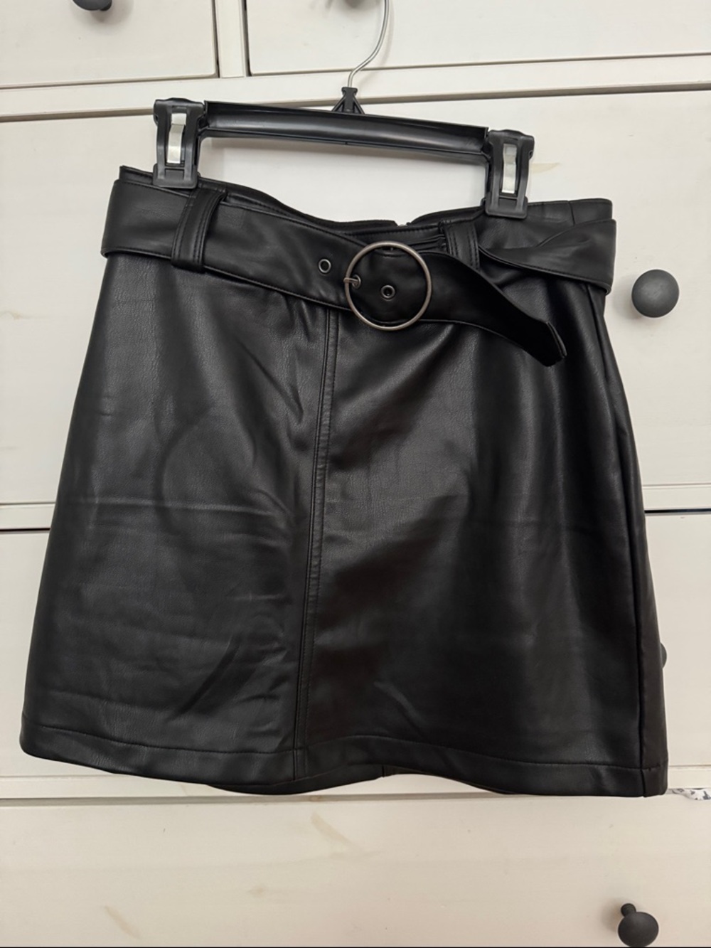 Hollister Black Faux Leather Belted Mini Skirt